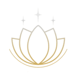 Gold lotus outline with three sparkling stars