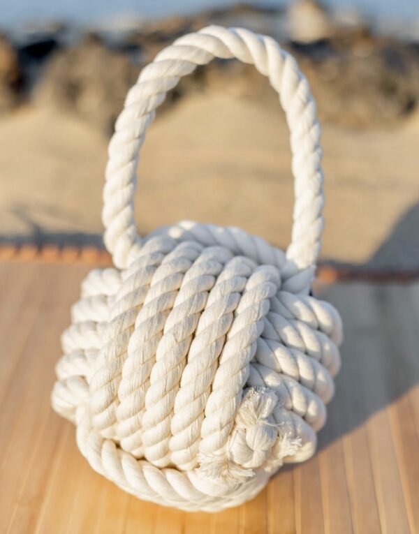 White rope monkey fist knot with handle